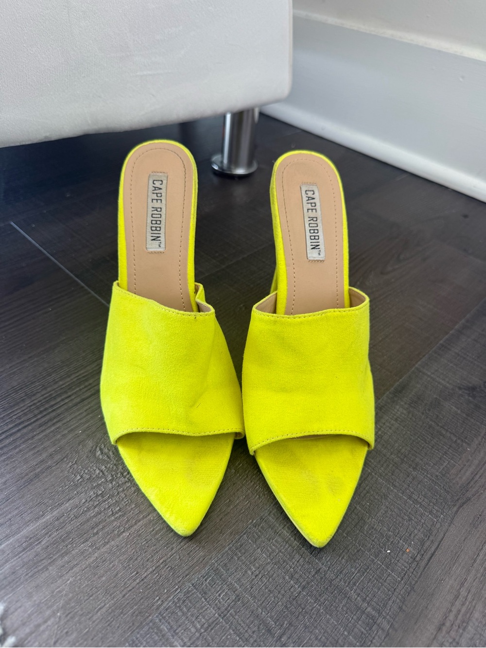Cape Robbin Neon Yellow Pointed Toe Stiletto Mules - Picture 3 of 3